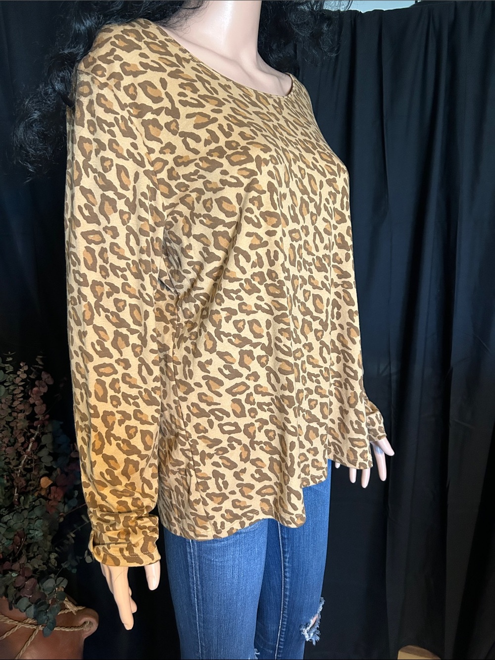 NWT STYLE & CO ANIMAL PRINT LONG SLEEVE TOP XL